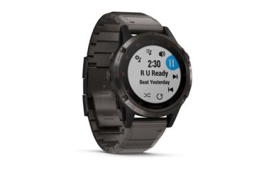 Image of Garmin Fenix 5 Plus, Sapphire, GPS Watch, NA, Carbon Gray/DLC Ti 010-01988-02