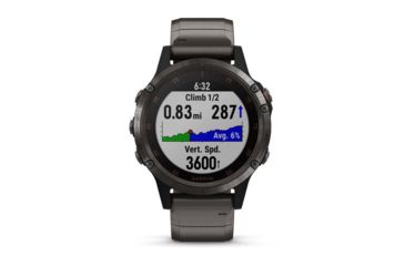 Image of Garmin Fenix 5 Plus, Sapphire, GPS Watch, NA, Carbon Gray/DLC Ti 010-01988-02