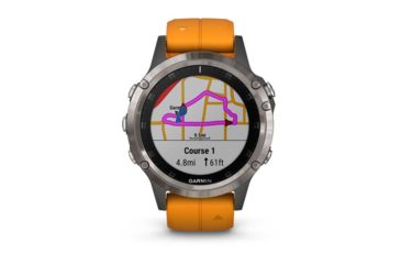 Image of Garmin Fenix 5 Plus, Sapphire, GPS Watch, NA, Ti/Solar Flare Orange 010-01988-04