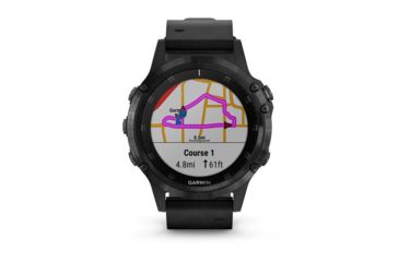 Image of Garmin Fenix 5 Plus, Sapphire, Leather, GPS Watch, NA, Black/Black 010-01988-06