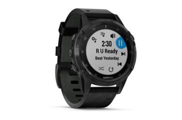 Image of Garmin Fenix 5 Plus, Sapphire, Leather, GPS Watch, NA, Black/Black 010-01988-06