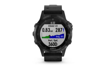 Image of Garmin Fenix 5 Plus, Sapphire, Leather, GPS Watch, NA, Black/Black 010-01988-06