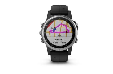 Image of Garmin Fenix 5S Plus, Glass, GPS Watch, NA, Black/Silver 010-01987-20