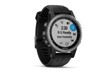 Image of Garmin Fenix 5S Plus, Glass, GPS Watch, NA, Black/Silver 010-01987-20