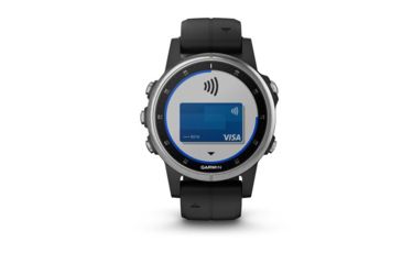 Image of Garmin Fenix 5S Plus, Glass, GPS Watch, NA, Black/Silver 010-01987-20