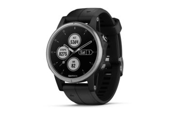 Image of Garmin Fenix 5S Plus, Glass, GPS Watch, NA, Black/Silver 010-01987-20