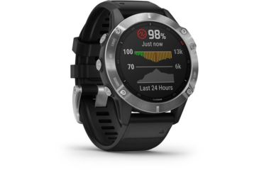 Image of Garmin Fenix 6 Multisport GPS Smartwatch, Silver w/Black Band, 010-02158-00