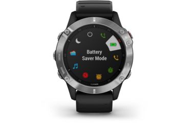 Image of Garmin Fenix 6 Multisport GPS Smartwatch, Silver w/Black Band, 010-02158-00