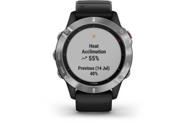 Image of Garmin Fenix 6 Multisport GPS Smartwatch, Silver w/Black Band, 010-02158-00