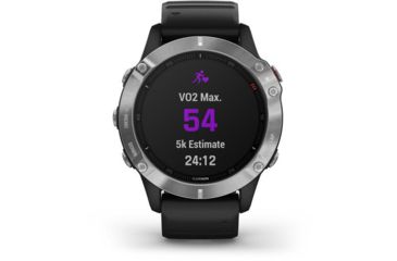 Image of Garmin Fenix 6 Multisport GPS Smartwatch, Silver w/Black Band, 010-02158-00