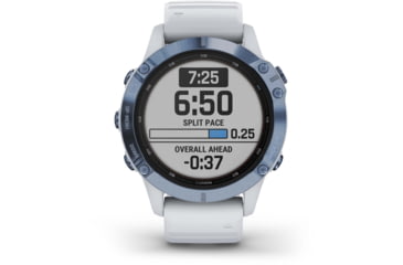 Image of Garmin Fenix 6 Pro Solar Watch, Mineral Blue w/Whitestone band, 010-02410-18