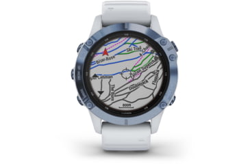 Image of Garmin Fenix 6 Pro Solar Watch, Mineral Blue w/Whitestone band, 010-02410-18