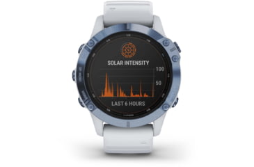 Image of Garmin Fenix 6 Pro Solar Watch, Mineral Blue w/Whitestone band, 010-02410-18