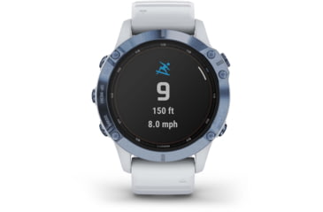 Image of Garmin Fenix 6 Pro Solar Watch, Mineral Blue w/Whitestone band, 010-02410-18