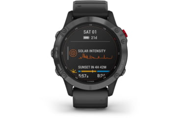 Image of Garmin Fenix 6 Pro Solar Watch, Slate Gray with Black Band, 010-02410-14