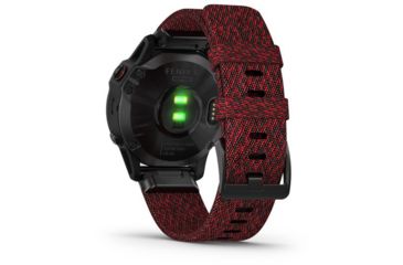 Image of Garmin Fenix 6 Sapphire Multisport Fitness Watch, Black DLC w/Red Nylon Band, 010-02158-16