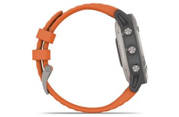 Image of Garmin Fenix 6 Sapphire Multisport Fitness Watch, Ti Gray w/Orange Band, 010-02158-13