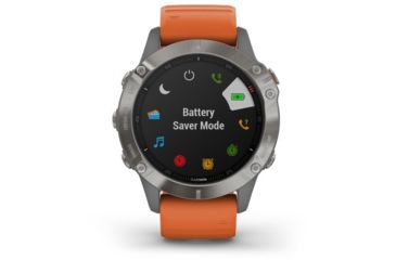 Image of Garmin Fenix 6 Sapphire Multisport Fitness Watch, Ti Gray w/Orange Band, 010-02158-13