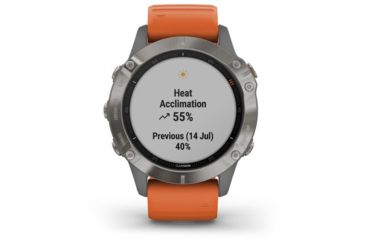 Image of Garmin Fenix 6 Sapphire Multisport Fitness Watch, Ti Gray w/Orange Band, 010-02158-13