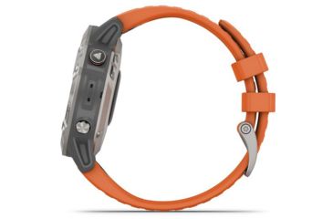 Image of Garmin Fenix 6 Sapphire Multisport Fitness Watch, Ti Gray w/Orange Band, 010-02158-13