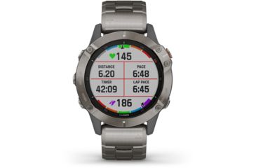 Image of Garmin Fenix 6 Sapphire Multisport Fitness Watch, Titanium Gray w/Ti Band, 010-02158-22