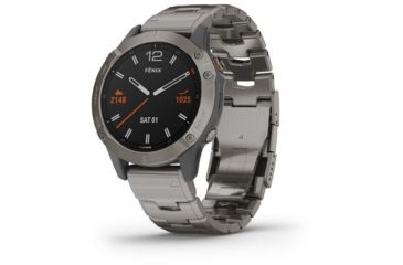 Image of Garmin Fenix 6 Sapphire Multisport Fitness Watch, Titanium Gray w/Ti Band, 010-02158-22