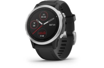 Image of Garmin Fenix 6S Premium Multisport GPS Smartwatch, Silver w/Black Band, 010-02159-01
