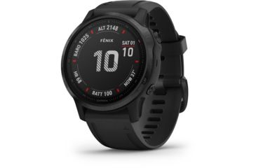 Image of Garmin Fenix 6S Pro Multisport GPS Smartwatch, Black w/ Black Band, 010-02159-13