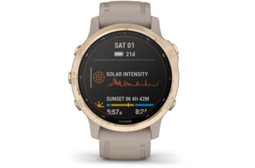 Image of Garmin Fenix 6S Pro Solar Watch, Light Gold w/ Light Sand Band, 010-02409-10