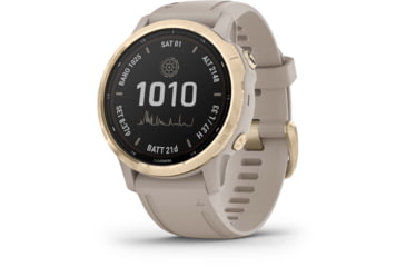 Image of Garmin Fenix 6S Pro Solar Watch, Light Gold w/ Light Sand Band, 010-02409-10