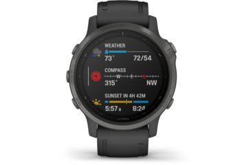 Image of Garmin Fenix 6S Sapphire Multisport GPS Smartwatch, Carbon Grey DLC w/Black Band, 010-02159-24
