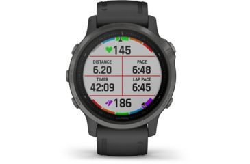 Image of Garmin Fenix 6S Sapphire Multisport GPS Smartwatch, Carbon Grey DLC w/Black Band, 010-02159-24