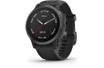 Image of Garmin Fenix 6S Sapphire Multisport GPS Smartwatch, Carbon Grey DLC w/Black Band, 010-02159-24