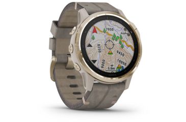 Image of Garmin Fenix 6S Sapphire Multisport GPS Smartwatch, Champagne w/Shale Suede Band, 010-02159-39