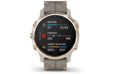 Image of Garmin Fenix 6S Sapphire Multisport GPS Smartwatch, Champagne w/Shale Suede Band, 010-02159-39