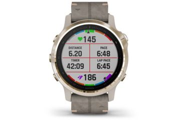 Image of Garmin Fenix 6S Sapphire Multisport GPS Smartwatch, Champagne w/Shale Suede Band, 010-02159-39