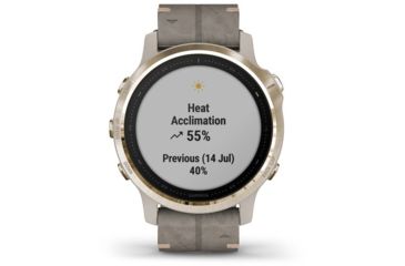 Image of Garmin Fenix 6S Sapphire Multisport GPS Smartwatch, Champagne w/Shale Suede Band, 010-02159-39