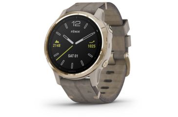 Image of Garmin Fenix 6S Sapphire Multisport GPS Smartwatch, Champagne w/Shale Suede Band, 010-02159-39
