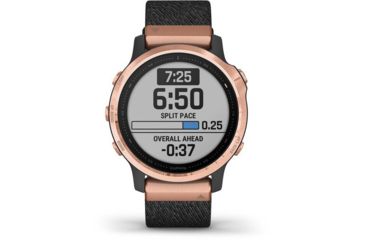 Image of Garmin Fenix 6S Sapphire Multisport GPS Smartwatch, Rose Gold/Black w/Nylon Band, 010-02159-36