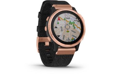 Image of Garmin Fenix 6S Sapphire Multisport GPS Smartwatch, Rose Gold/Black w/Nylon Band, 010-02159-36