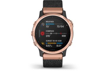 Image of Garmin Fenix 6S Sapphire Multisport GPS Smartwatch, Rose Gold/Black w/Nylon Band, 010-02159-36