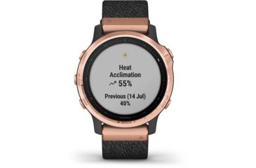 Image of Garmin Fenix 6S Sapphire Multisport GPS Smartwatch, Rose Gold/Black w/Nylon Band, 010-02159-36