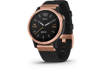 Image of Garmin Fenix 6S Sapphire Multisport GPS Smartwatch, Rose Gold/Black w/Nylon Band, 010-02159-36