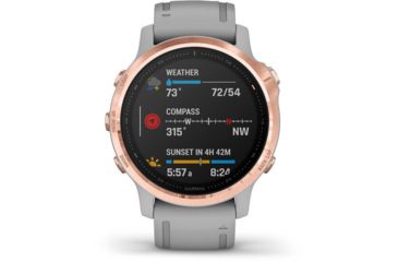 Image of Garmin Fenix 6S Sapphire Multisport GPS Smartwatch, Rose Gold w/Gray Band, 010-02159-20