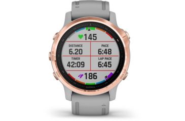 Image of Garmin Fenix 6S Sapphire Multisport GPS Smartwatch, Rose Gold w/Gray Band, 010-02159-20