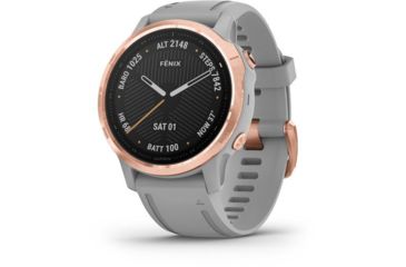 Image of Garmin Fenix 6S Sapphire Multisport GPS Smartwatch, Rose Gold w/Gray Band, 010-02159-20