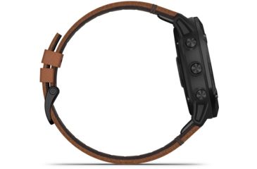 Image of Garmin Fenix 6X Sapphire Multisport GPS Smartwatch, Black DLC w/Brown Leather Band, 010-02157-13