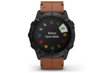 Image of Garmin Fenix 6X Sapphire Multisport GPS Smartwatch, Black DLC w/Brown Leather Band, 010-02157-13