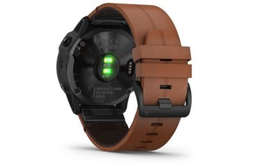 Image of Garmin Fenix 6X Sapphire Multisport GPS Smartwatch, Black DLC w/Brown Leather Band, 010-02157-13