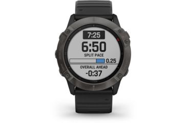 Image of Garmin Fenix 6X Sapphire Multisport GPS Smartwatch, Carbon Gray DLC w/Black Band, 010-02157-10